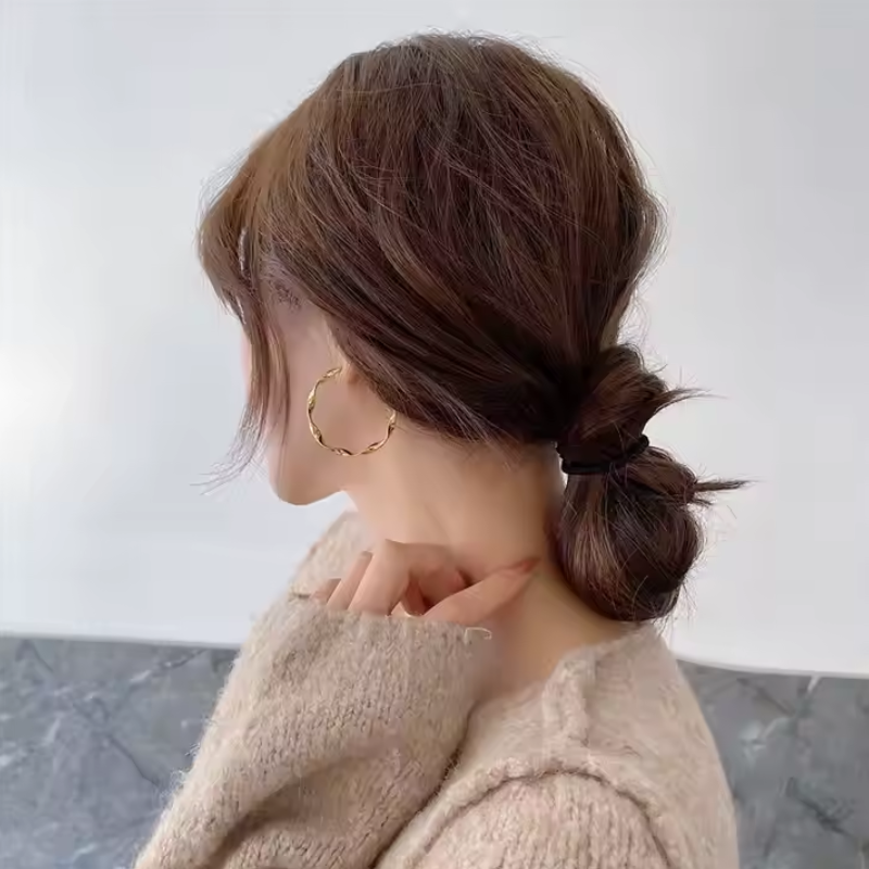 Reptronic Stainless steel Gold plated round earrings-Twisted Hoop Earrings