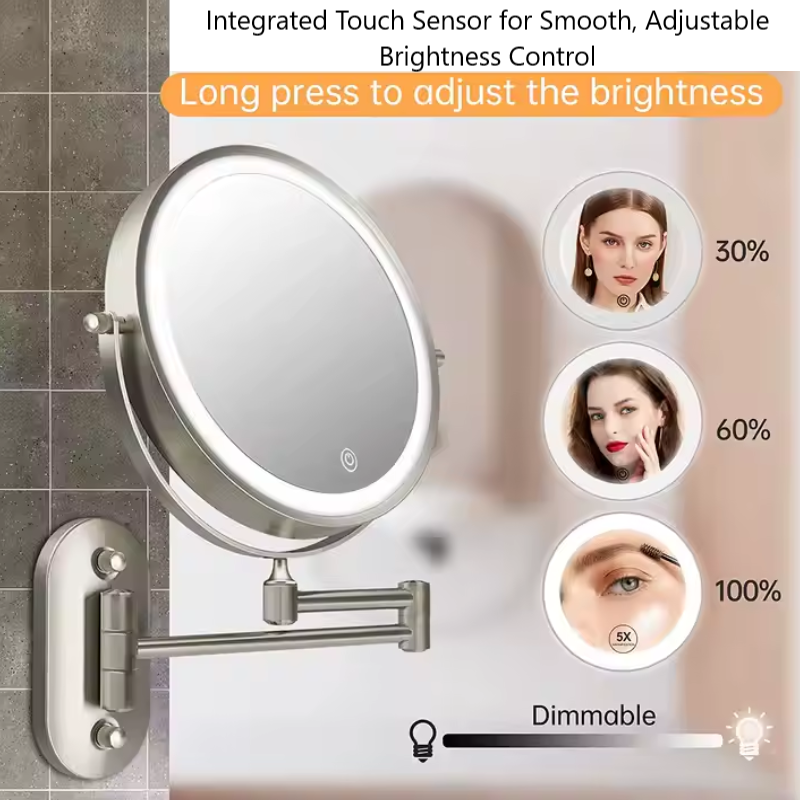 Reptronic Two sided LED wall mounted cosmetics mirror: X10 Magnifying