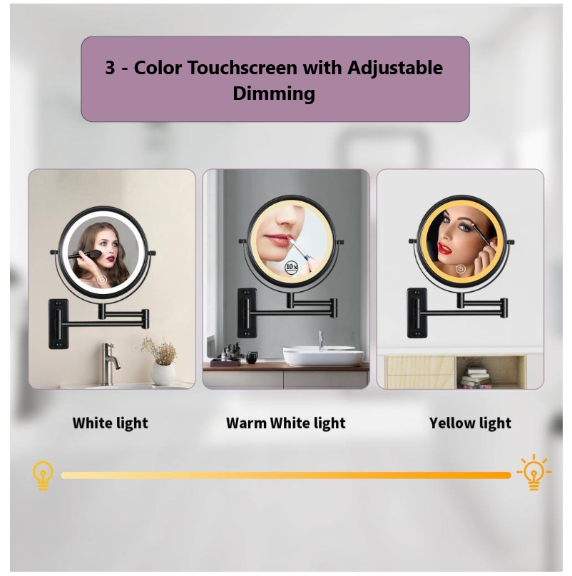Reptronic Two sided LED wall mounted cosmetics mirror: X10 Magnifying