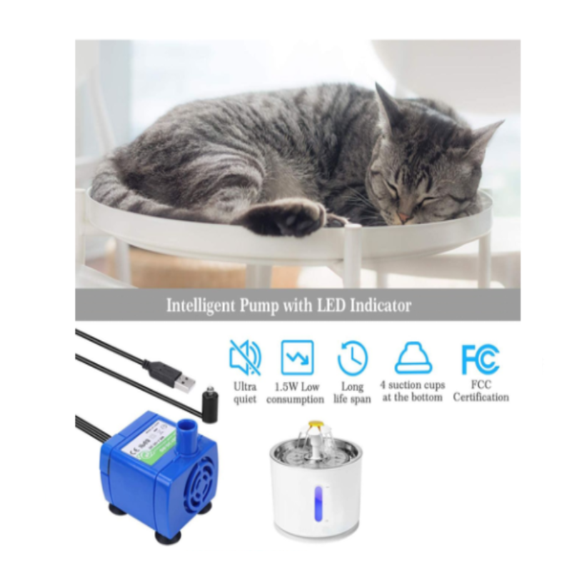 White pet water fountain with filter and cleaning kit - Value pack