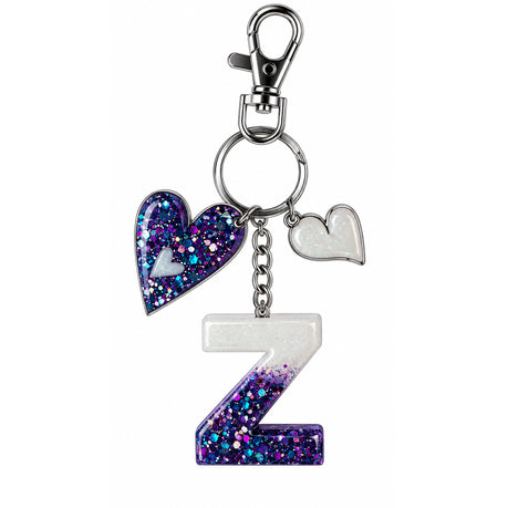 Posh Handcrafted Resin Initial Keyring - Unique Letter Design