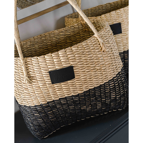Sunweave Handwoven Carry & Storage Tote - Natural Black and Brown
