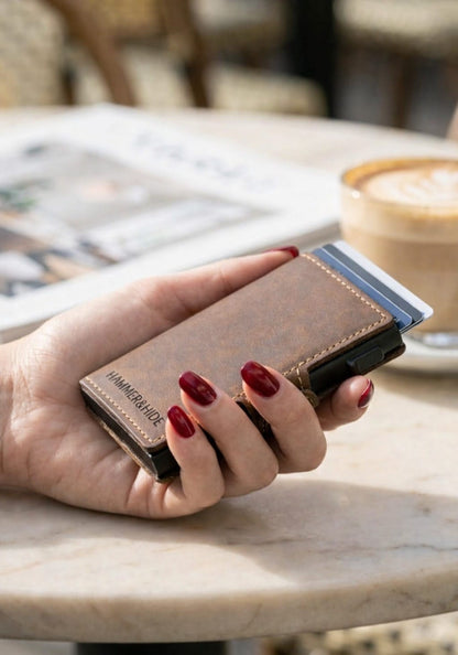 Reptronic Hammer&Hide Genuine Saddle Leather Pop-up Wallet