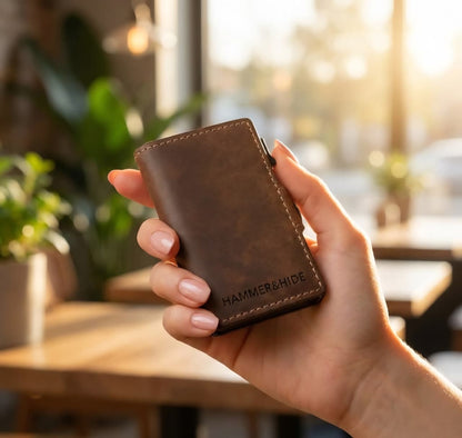 Reptronic Hammer&Hide Genuine Saddle Leather Pop-up Wallet