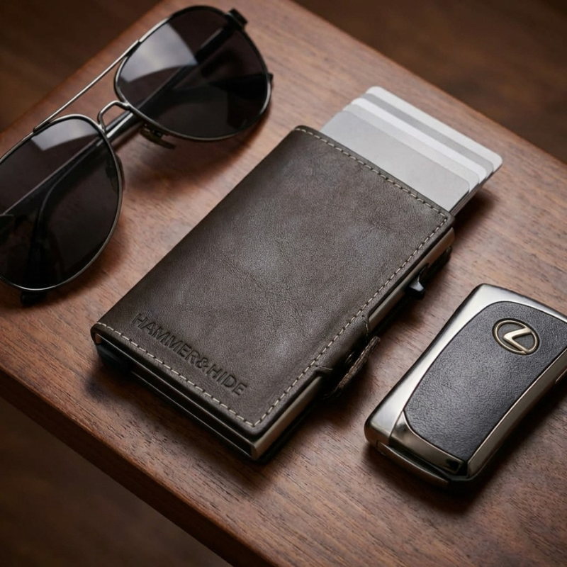 Reptronic Hammer&Hide Genuine Saddle Leather Pop-up Wallet