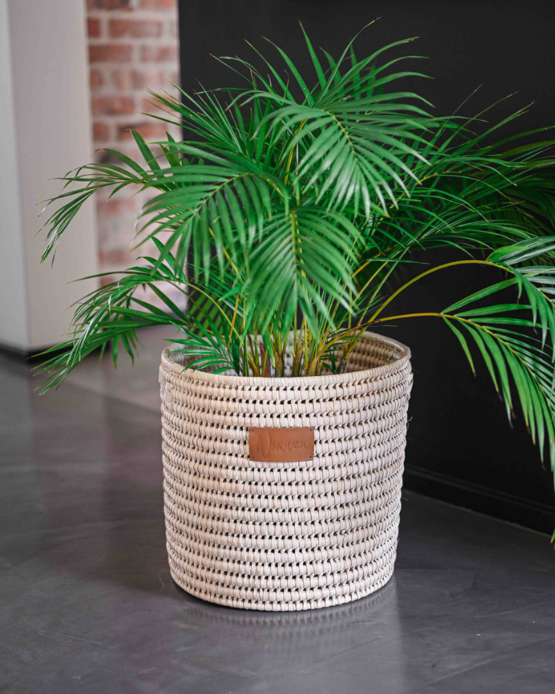Handwoven Ilala Palm Storage Basket with Handles - Natural