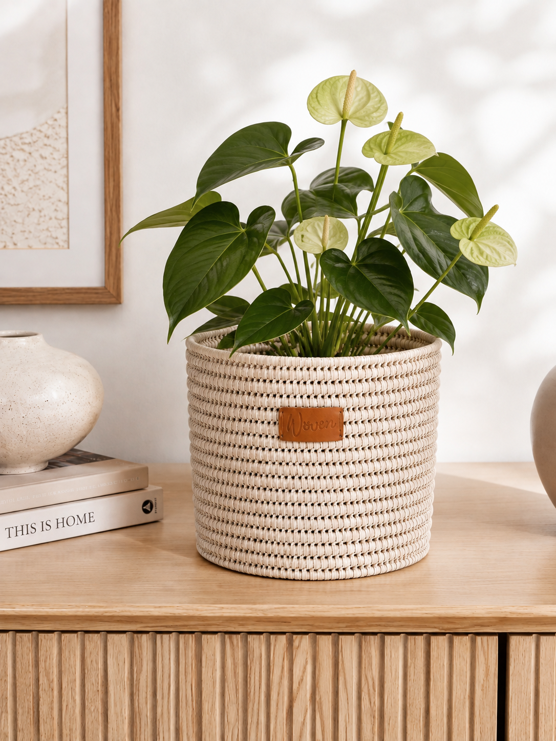 Handwoven Ilala Palm Storage Basket with Handles - Natural