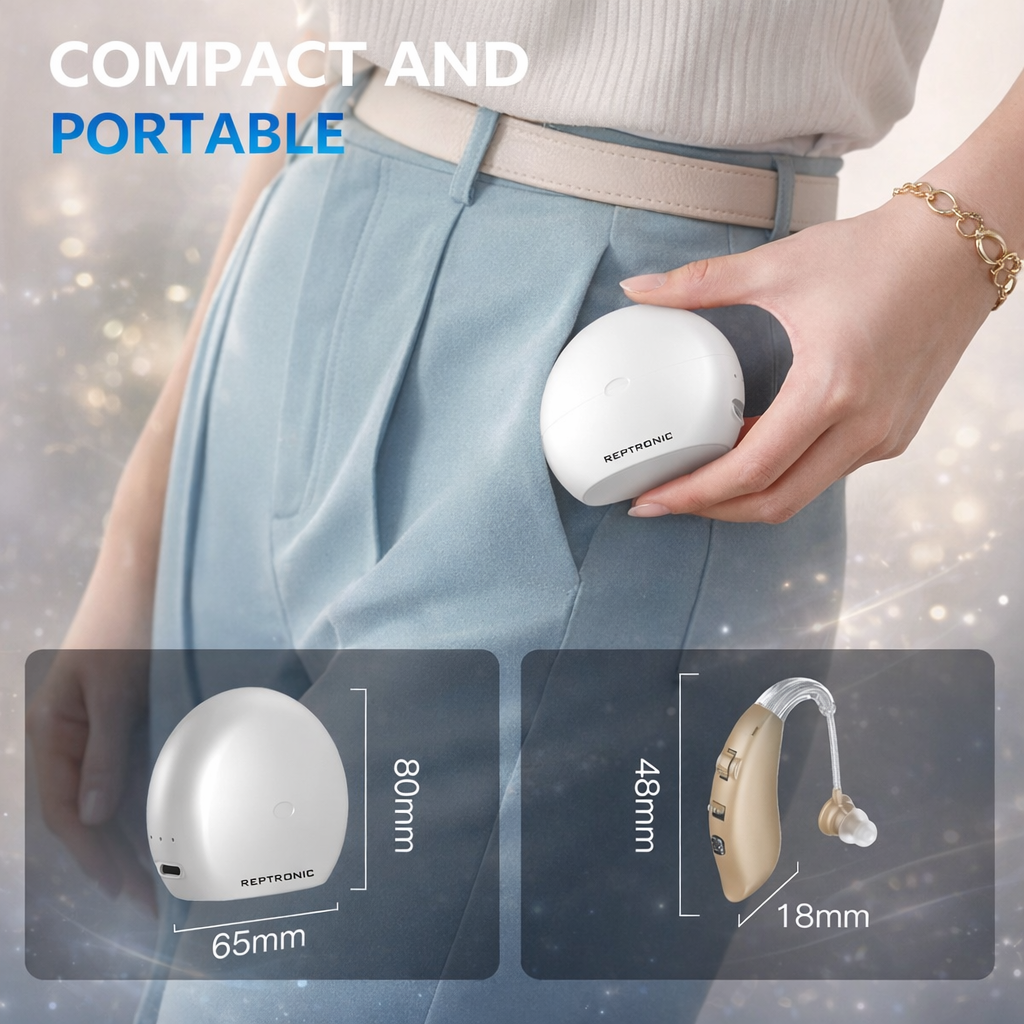 Reptronic Bluetooth Hearing Amplifiers with Charging case- Behind The Ears