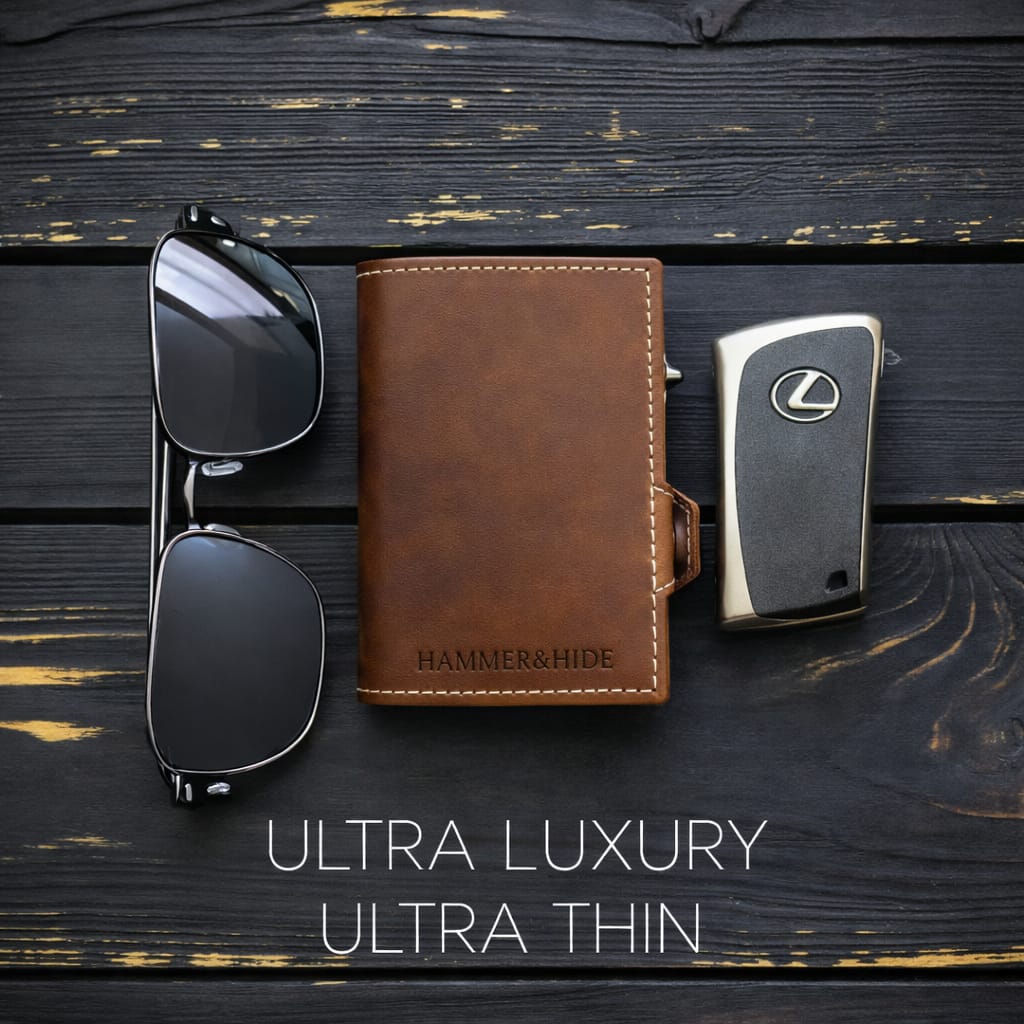 Reptronic Hammer&Hide Genuine Saddle Leather Pop-up Wallet