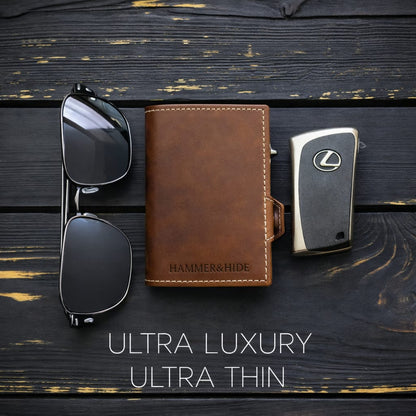 Reptronic Hammer&Hide Genuine Saddle Leather Pop-up Wallet