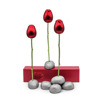 Metal Red rose ring holder/case