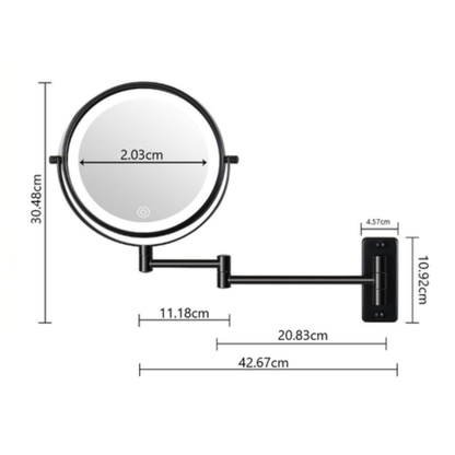 Reptronic Two sided LED Wall Mounted mirror Brush Dark Grey: X10 Magnifying