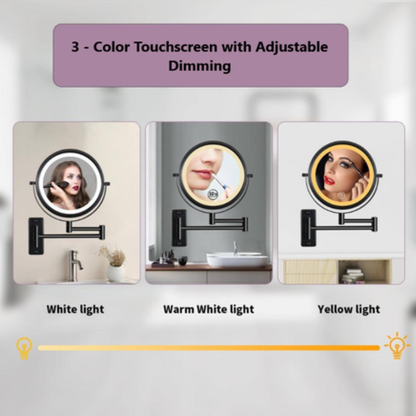 Reptronic Two sided LED Wall Mounted mirror Brush Dark Grey: X10 Magnifying