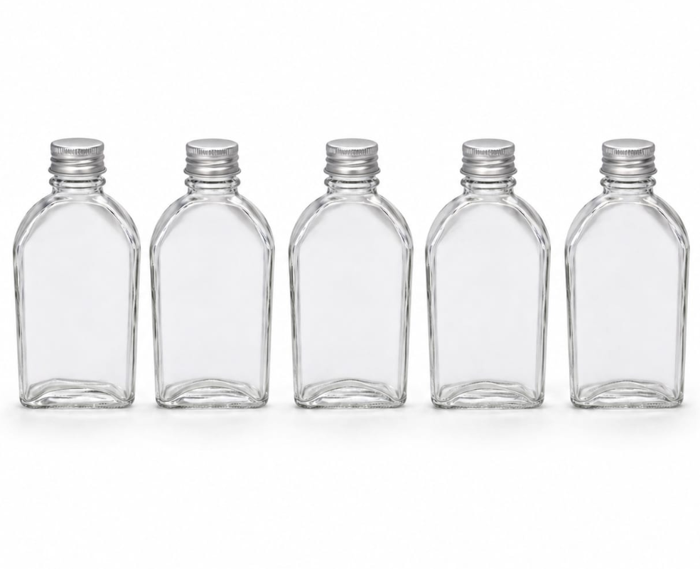 Glass Bottles with Silver Caps 200ml - Set of 5