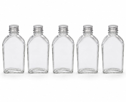 Glass Bottles with Silver Caps 200ml - Set of 5