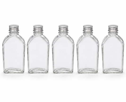 Glass Bottles with Silver Caps 200ml - Set of 5