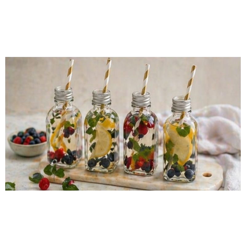 Glass Bottles with Silver Caps 200ml - Set of 5