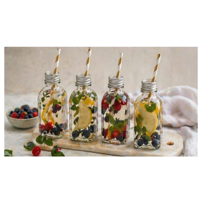 Glass Bottles with Silver Caps 200ml - Set of 5