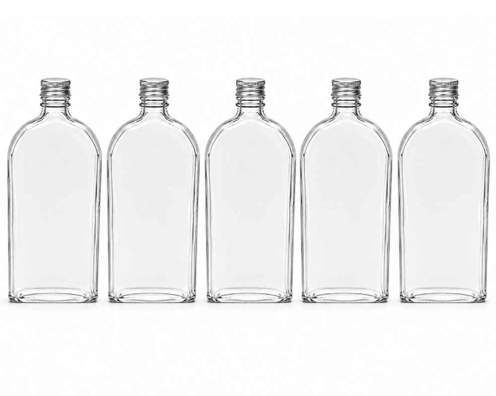 Glass Bottles with Silver Caps 500ml - Set of 5
