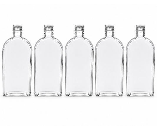 Glass Bottles with Silver Caps 500ml - Set of 5