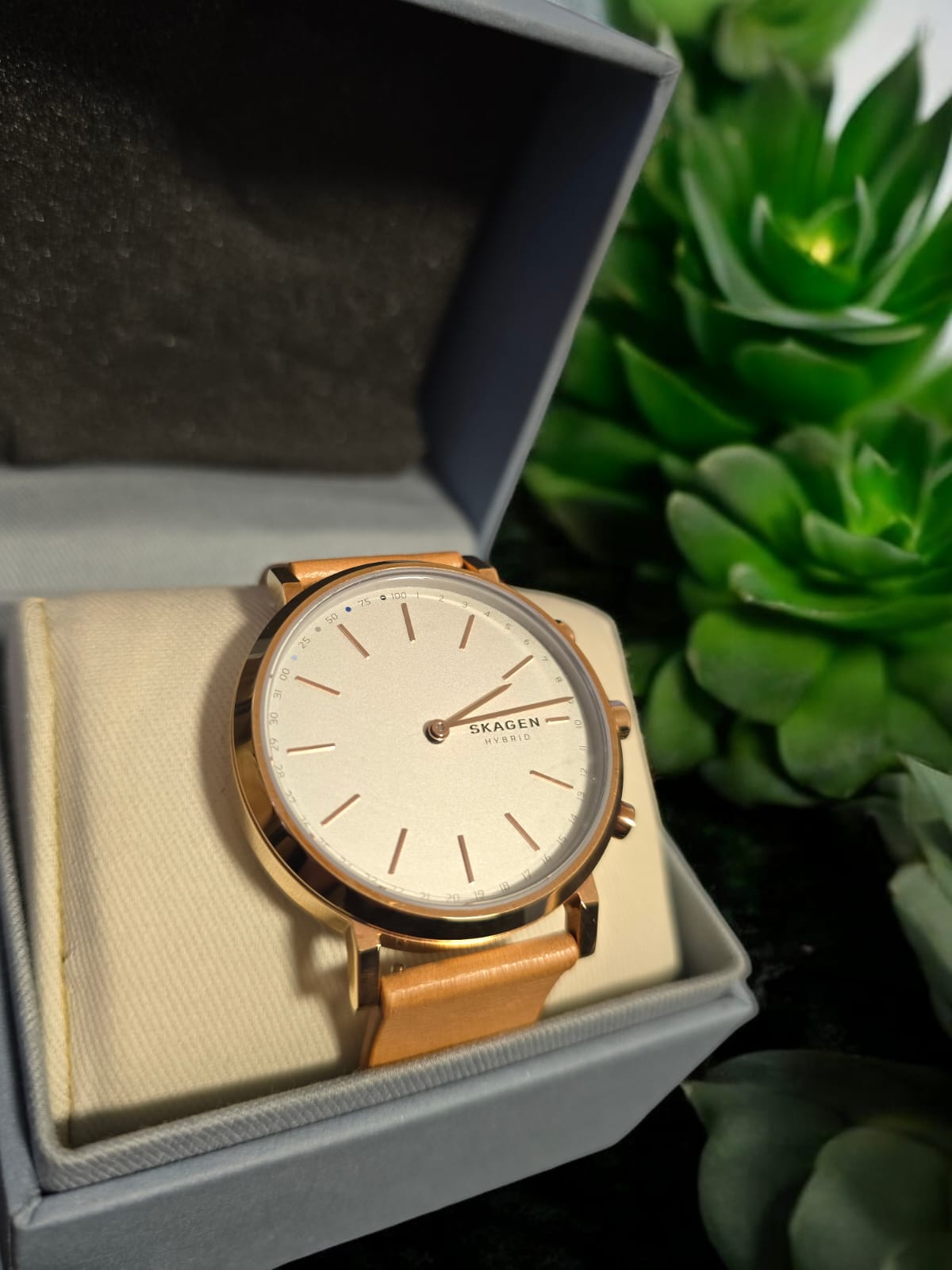 Unboxed Skagen Women's Hald Stainless Steel and Leather Hybrid Smartwatch