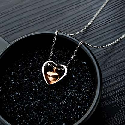 Memorial Safe Keeping Pendant - Silver heart with Rose gold heart locket