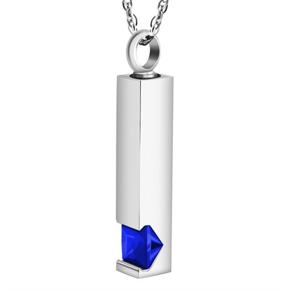 Memorial Safe Keeping Pendant - Birthstone Vertical Bar