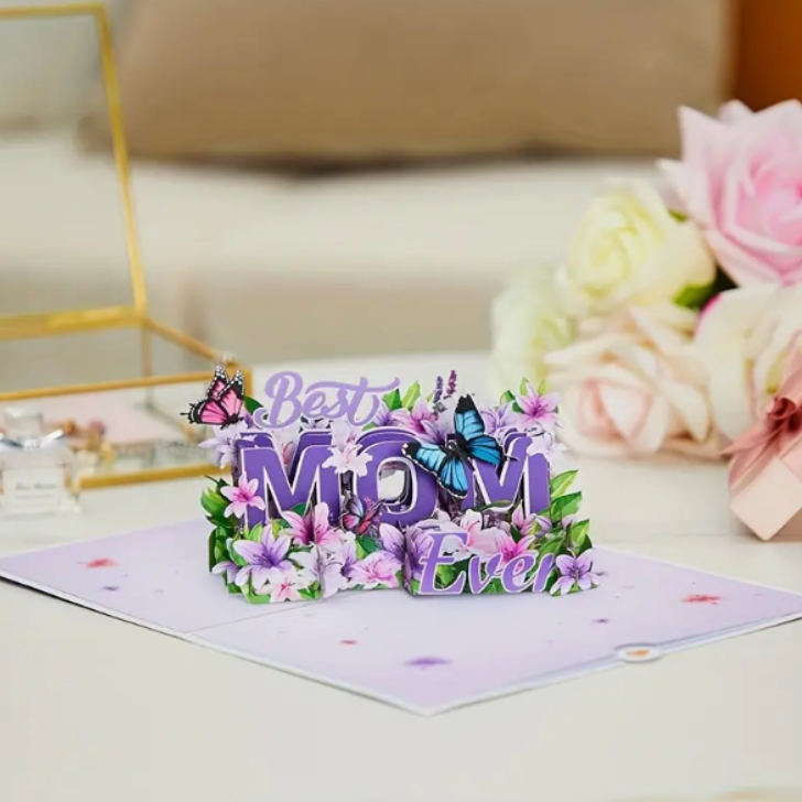 Beautiful Best Mom Ever Pop up 3D card with envelope