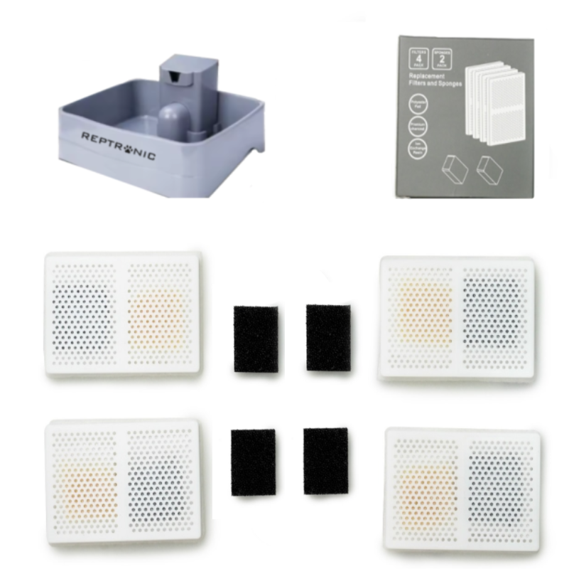 Reptronic 4 Pack Square Filters For XL Grey Pet Fountain- 7.6L