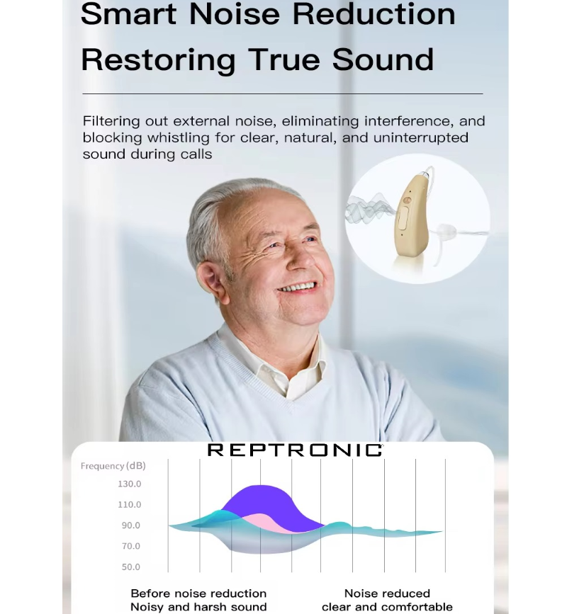 Reptronic Personal Hearing Amplifiers with Charging Case - BTE: RTGM302