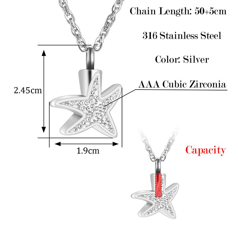 Memorial Safe Keeping Pendant- Starfish Zirconia Stones