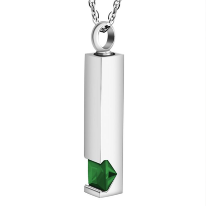 Memorial Safe Keeping Pendant - Birthstone Vertical Bar