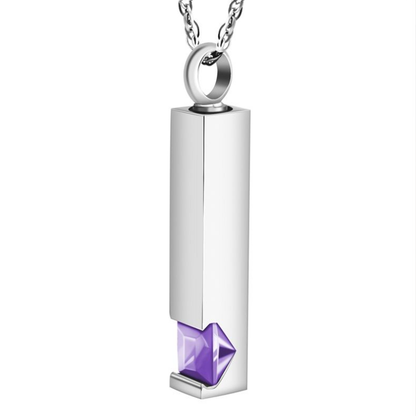 Memorial Safe Keeping Pendant - Birthstone Vertical Bar