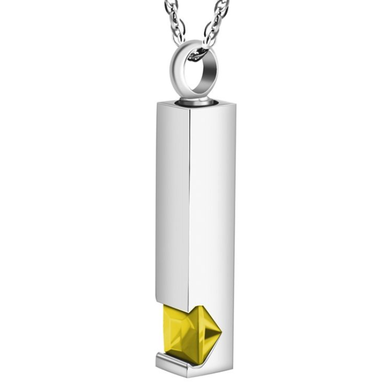 Memorial Safe Keeping Pendant - Birthstone Vertical Bar