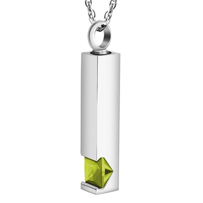 Memorial Safe Keeping Pendant - Birthstone Vertical Bar