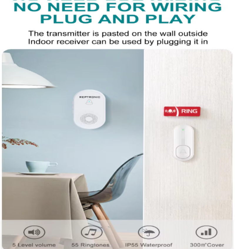 Reptronic DIY Wireless Doorbell- RTDB06 - White (RTDB39)