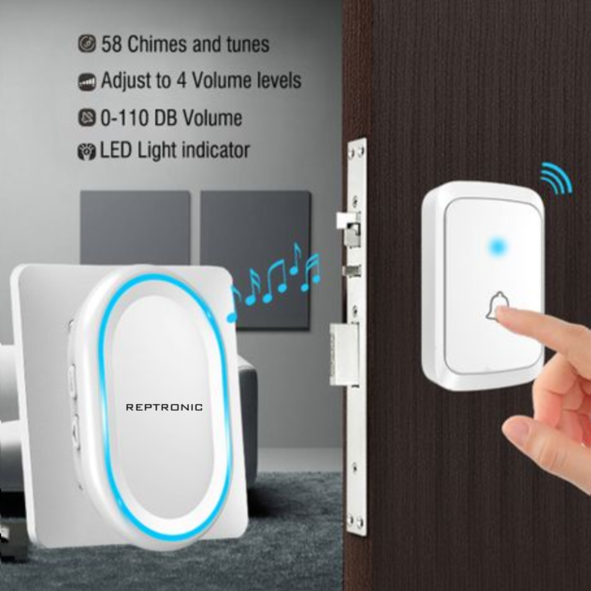 Reptronic DIY Wireless Doorbell - RTDB10 - White