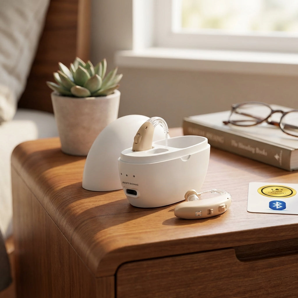 Reptronic Bluetooth Hearing Amplifiers with Charging case- Behind The Ears