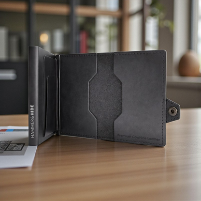 Reptronic Hammer&Hide Genuine Saddle Leather Pop-up Wallet