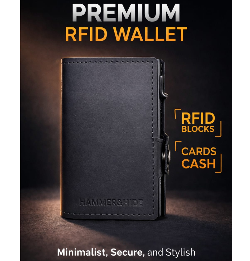 Reptronic Hammer&Hide Genuine Saddle Leather Pop-up Wallet