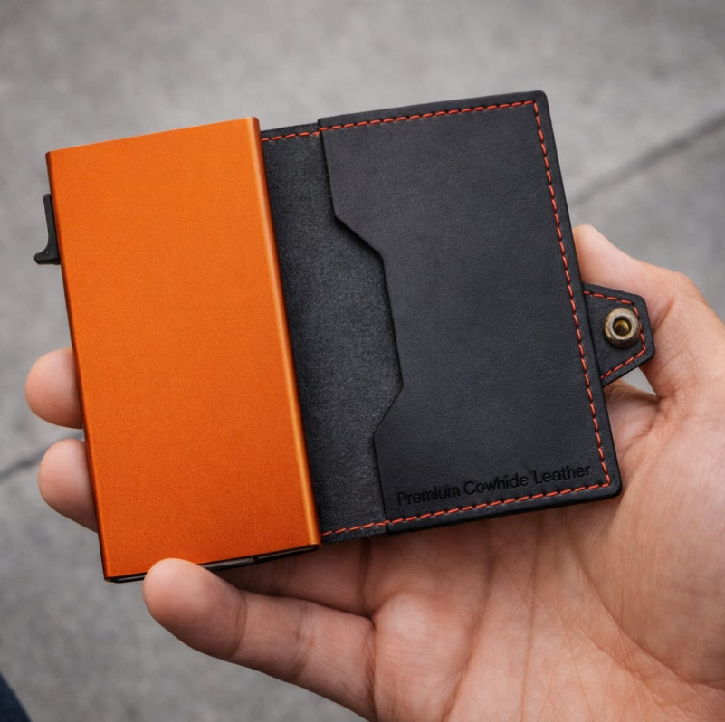 Reptronic Hammer&Hide Genuine Saddle Leather Pop-up Wallet
