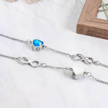 Memorial Safe Keeping Pendant Bracelet- Infinity and Heart Bracelet