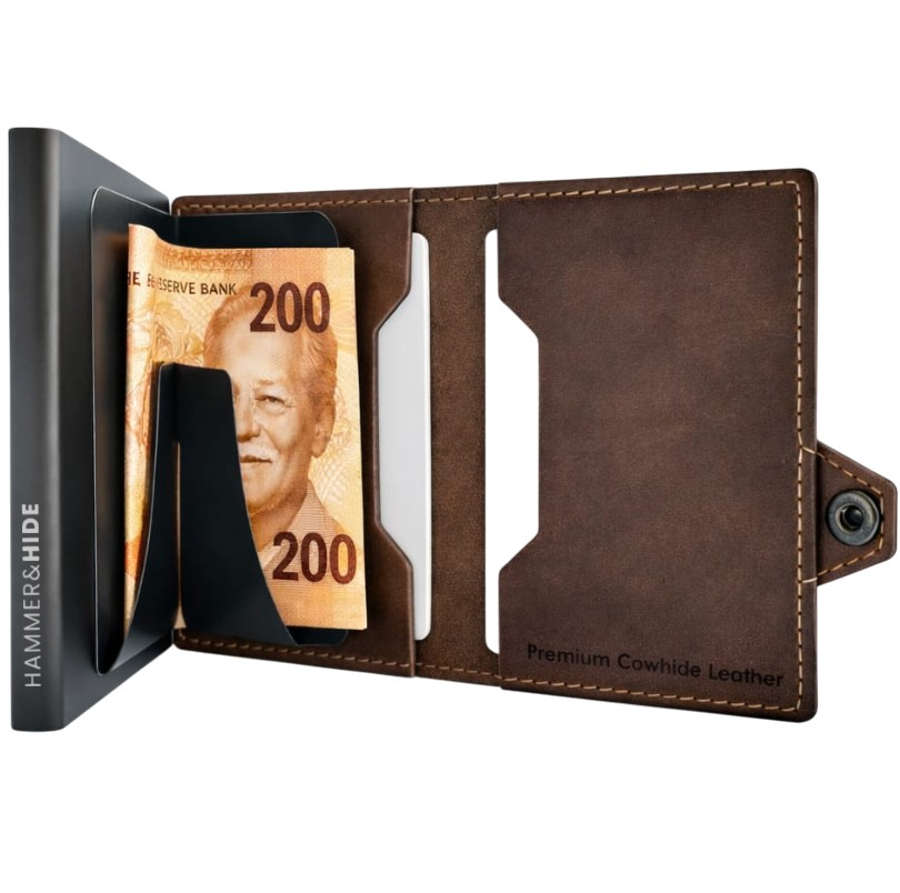 Reptronic Hammer&Hide Genuine Saddle Leather Pop-up Wallet