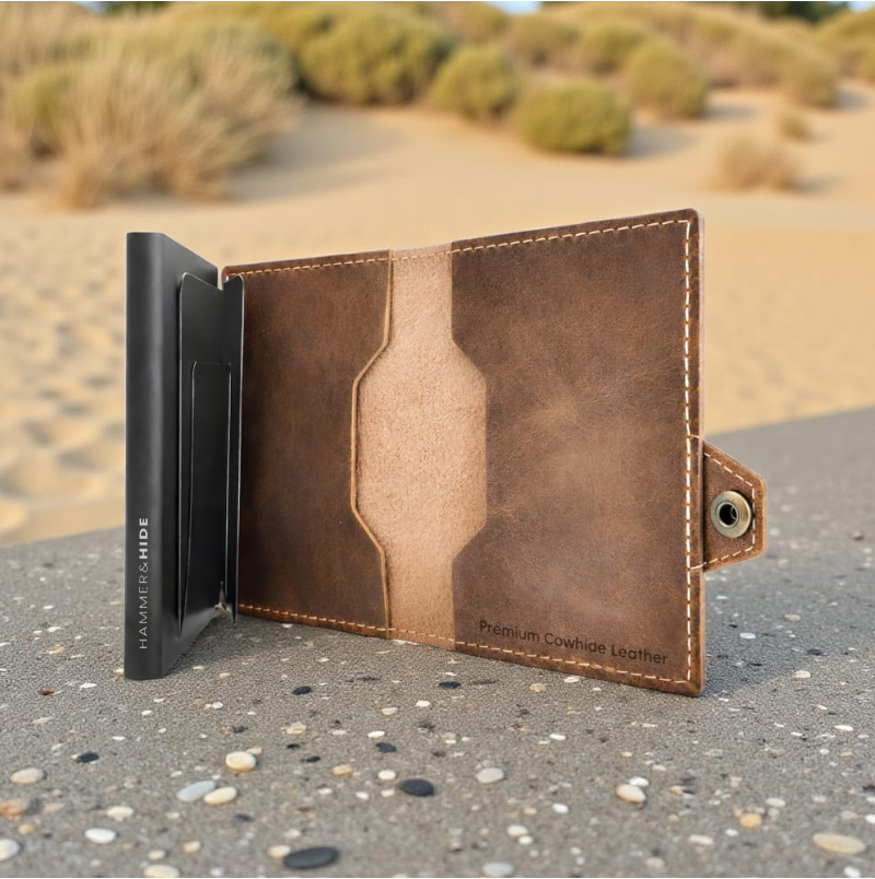 Reptronic Hammer&Hide Genuine Saddle Leather Pop-up Wallet