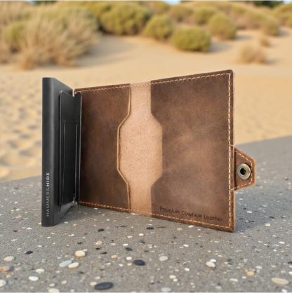 Reptronic Hammer&Hide Genuine Saddle Leather Pop-up Wallet