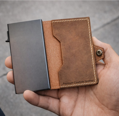 Reptronic Hammer&Hide Genuine Saddle Leather Pop-up Wallet