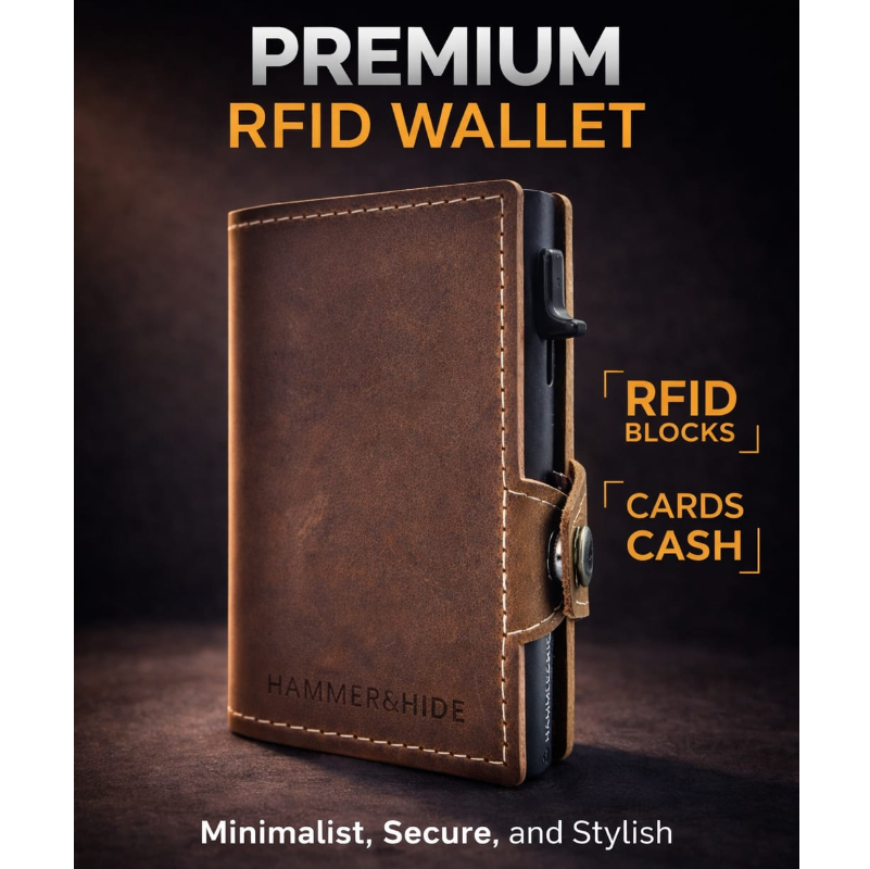 Reptronic Hammer&Hide Genuine Saddle Leather Pop-up Wallet