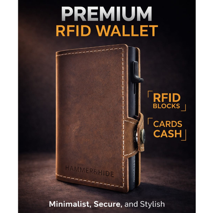 Reptronic Hammer&Hide Genuine Saddle Leather Pop-up Wallet