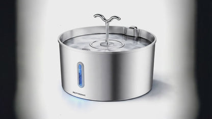 Reptronic Stainless Steel Large Pet Fountain with Water Level Window - 7L