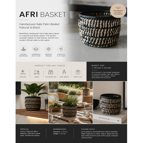 Afri Handwoven Ilala Palm Basket - Natural